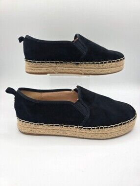 Sam Edelman Carrin Black Suede Espadrille Flats Womens Size 8